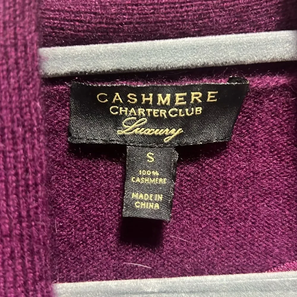 Charter Club Luxury 100% Cashmere Purple Open Front Cardigan Size Small